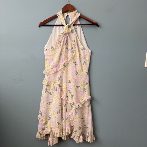 Ted Baker Sutton Light Yellow Twist Neck Frill Detail Mini Dress. NWT. Size 4 - Picture 15 of 16